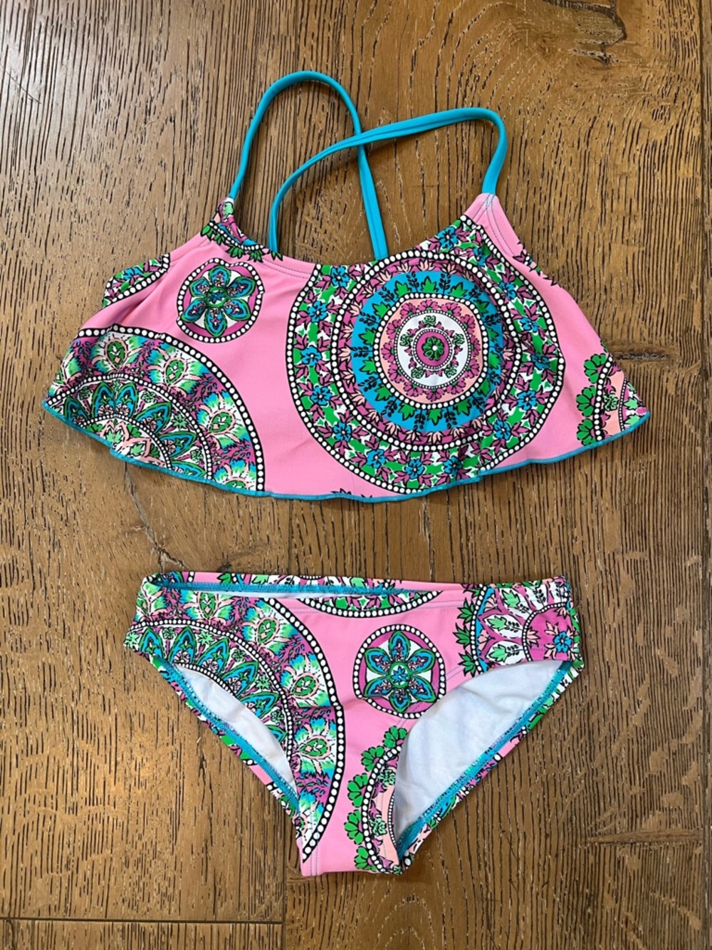 Girls Pink Mandala Print Two-Piece Swim Set size 6